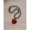 Unbranded Beaded Necklace With Big Large Red Glass Crystal Heart