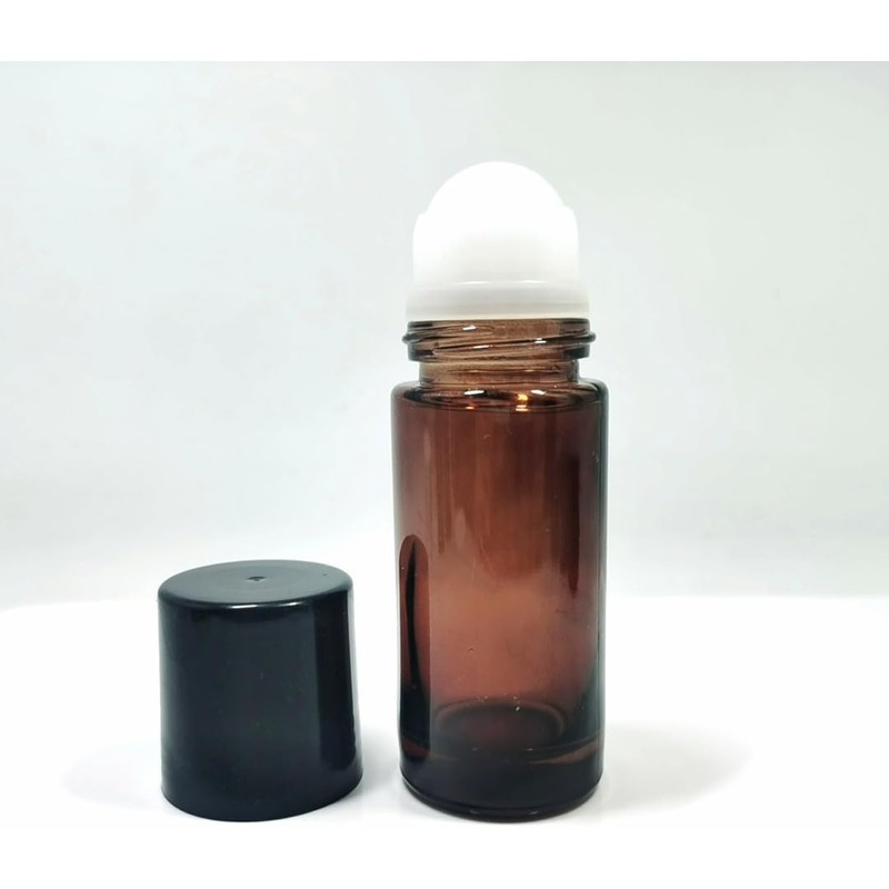 YuanHolumid 2Pcs Brown 50ml Glass Essential Oil Roller Bottles Refillable
