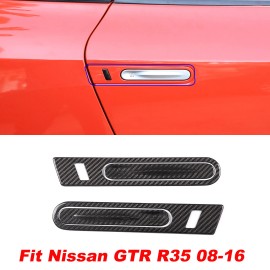 cartiangous 4* Exterior Side Door Handle Cover Trim Fit For Nissan GTR R35 Real Carbon Fiber