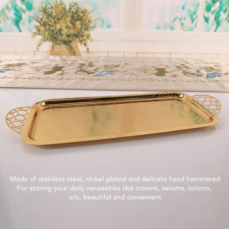 Serving Tray Gold Retro Light Luxury Oblong Water Cup Tea