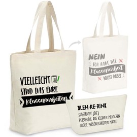 Pack of 2 Cotton Bags, Gift Teacher, Gift Bag, Printed Farewell Gift, Teacher Fabric Bag, Teacher Gift, Thank You Teacher Gift, Women's Shopping Bag, White