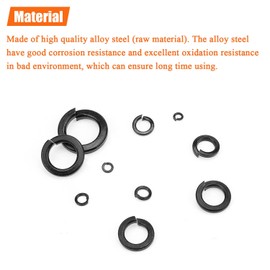 HELIFOUNER 200 Pieces 8.8 Grade Alloy Steel M4 Split Lock Washers, Spring Lock Washers for Screws Bolts, Black