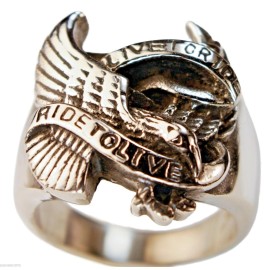 jkc Eagle Live to Ride to Live Biker Mens ring 316L stainless steel size 10 T60