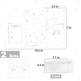 2 Packs Wedding Money Wallets for Cash Gifts Greeting Cards with Envelopes on Your Wedding Day Cards Holder for Bride Groom Friends