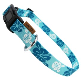 Aiminto Dog Collar, Cute Floral Pattern, Soft and Adjustable Collar with Quick Release Buckle (M (Neck 14-24", Width 3/4"), Hawaiian Blue)