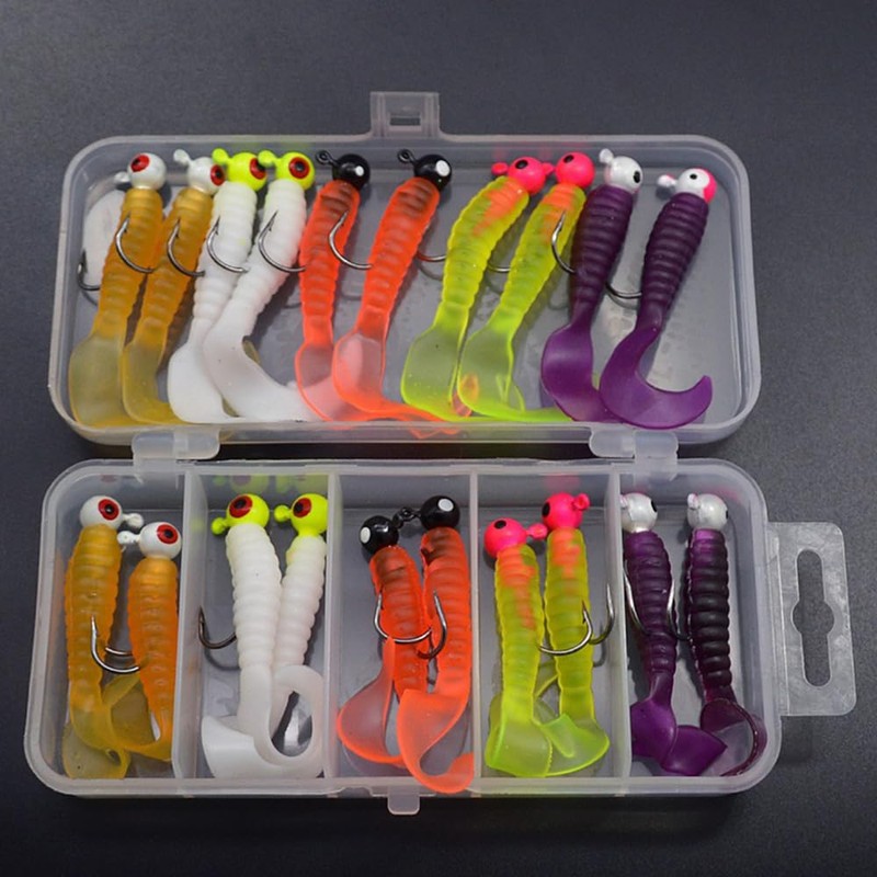 Fishing Soft Lures Set, 5.5cm Fishing Tackle 3.5g Jig Heads