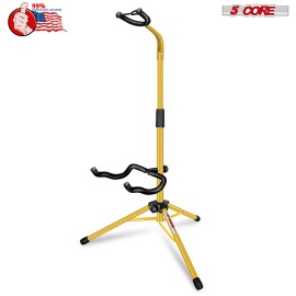 5Core Guitar Stand Floor Heavy Duty Adjustable Acoustic Electric Guitars Holder - Yellow🟡