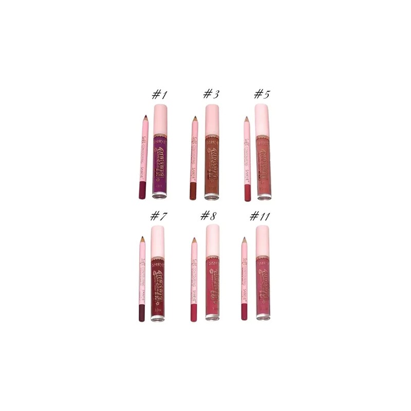 Increíble Labial Líquido Mate Y Delineador Kit De 12pzas