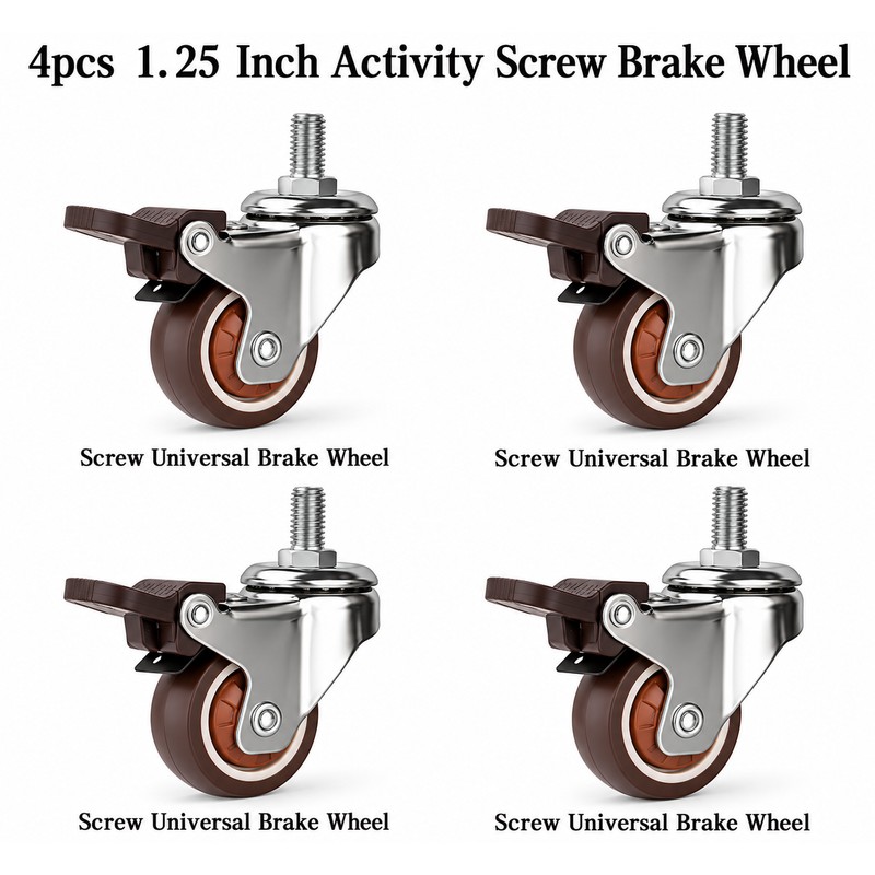 4 Pcs 1.25-Inch Stem Caster Wheels – TPR Swivel Wheels