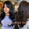 Jolelyne Black Wig Layered Wavy Wigs with Curtain Bangs for
