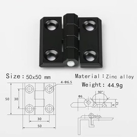 Bisagra de aleación de zinc negra para muebles, bisagra para puerta de armario eléctrico, 50 x 50 mm (6 unidades)