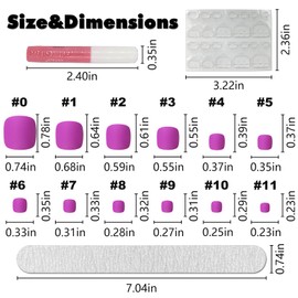 LoveOurHome Press on Toes nails 240pc Short Square Fake Toenails Full Cover Acrylic False Toe Nails Tips Matte Purple Press on Toenails Women Girls Pedicure Feet Decor with Glue & Adhesive Tabs