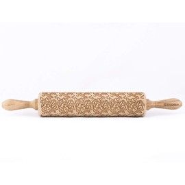 Rolling Pin Embossed with FOLK DECORATIVE Pattern for Baking Engraved Cookies Size Large 16.9 inch