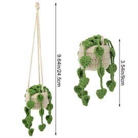 yueton 1Pack Cute Plant Basket Car Mirror Pendant Handmade Rearview Mirror Hanging Accessories Green Plants Car Interior for Women Men