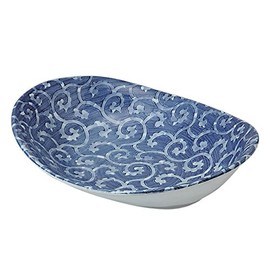 Hasamiyaki 58617 Oval Curry Pot, Dark Octopus Arabesque Pattern