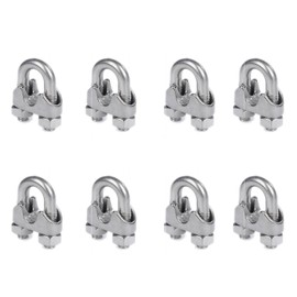 Leliafleury M8 Wire Rope Cable Clamp 8Pcs Stainless Steel U Bolt Clamp Wire Rope Clips for Cable Fittings
