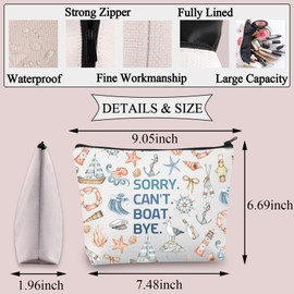 BDPWSS Boating Lover Gift Sorry Can't Boat Bye Makeup Bag Cruise Trip Gift Nautical Anchor Sailing Boating Gift Boat Owner Gift(Boat Bye)