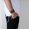 JAZTAKU Unisex Punk Leather Bracelet Spike Cuff Bracelet 80s Studded
