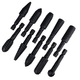 Yakamoz 10Pcs 1/4 Inch Hex Shank Rotary Rasp File Set Wood Carving Burrs Rasp Drill Bits DIY Woodworking Tool for Wood Polishing Deburring Shaping and Grooving