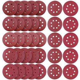 Pack of 35 Sandpaper 125 mm Velcro, 8 Holes Sanding Sheets for Random Orbital Sanders 320/400/800/1000/1200/1500/2000 Grit