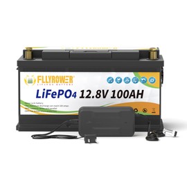 FLLYROWER 12V 100AH Lifepo4 Battery with 100A BMS 10-Year Lifespan for Trolling Motor RV Camping Golf Cart Solar Include a Charger