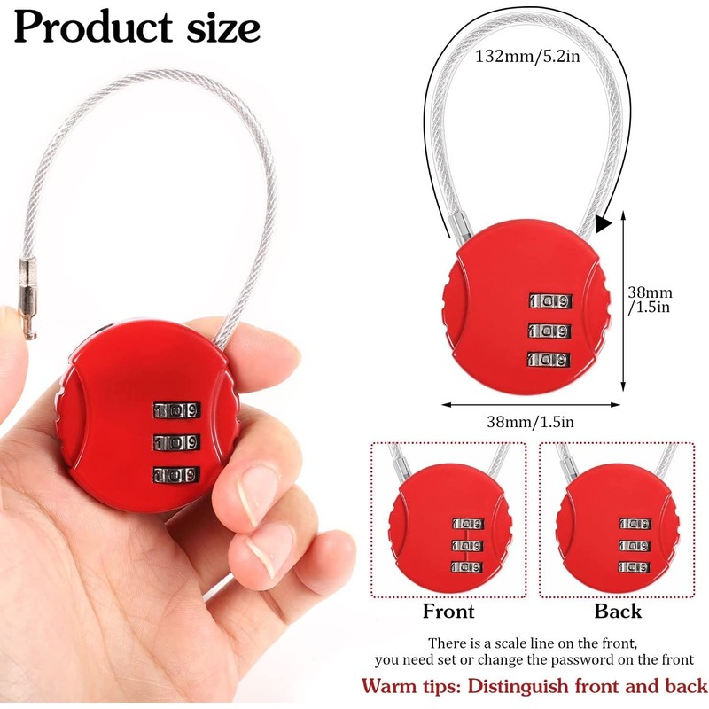 Combination Lock, Padlock, Combination Lock, 3 Digit, Luggage Lock with