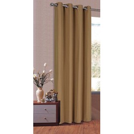 Gardinenbox Curtain with Loops, Opaque, Microsatin, Translucent Ruffle Tape, Plain, Matt, Taupe, H x W 245 x 140 cm