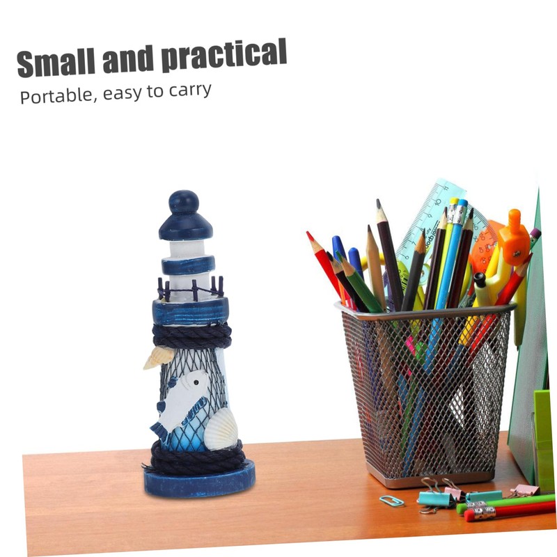 Ipetboom 4pcs Mediterranean Style Mini Wooden Lighthouse Ornaments Nautical Home