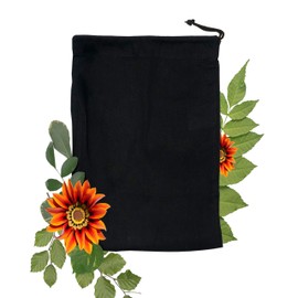 ecogreentextiles Cotton Drawstring Bags - Reusable Produce Bags Black (Pack of 1 - Size 12" X 20")