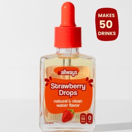 Allways Drops Natural Strawberry Water Enhancer | Sugar-Free, Zero Calories, Monk Fruit Sweetened | Glass Bottle for On-the-Go Hydration | Kids & Adults | 50 Servings