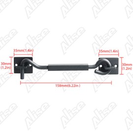 Alise 6-Inch Hook and Eye Latch Lock Door Gate Hooks Heavy Duty Window Sash Catch Lock,Solid SUS304 Stainless Steel Matte Black