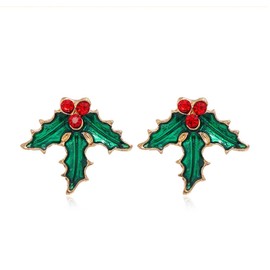 NAUZE Christmas Holly Berry Earrings Glitter Holly Berries Dangle Earrings Holly Leaf Festive Accessories for Women Christmas Ornament Earrings