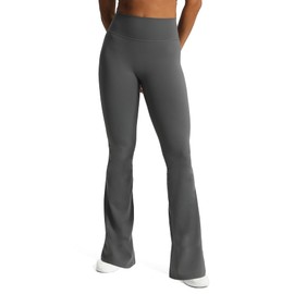 Aoxjox Flare Leggings for Women Trinity Tummy Control High Waisted Wide Leg Yoga Pants 31" (Iron Grey, Medium)