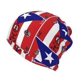 Knit Beanie Hat with Puerto Rico Flag Design Hat for Men Women