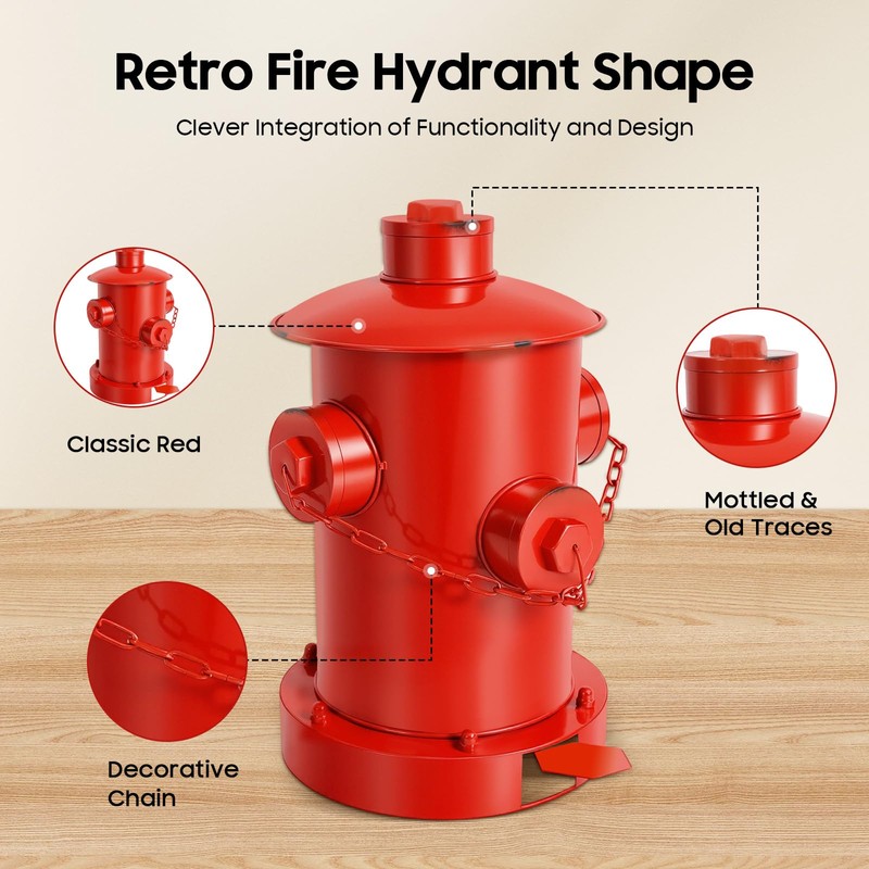 WUSILILU Retro Hydrant Trash Can,Fire Hydrant Metal Pedal Trash Can
