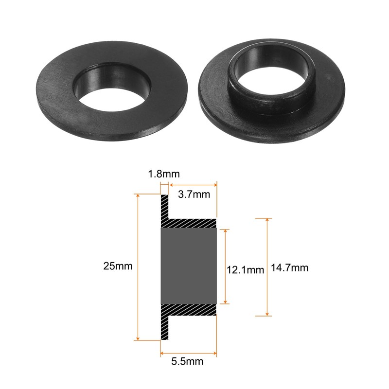 sourcing map 4pcs Flanged Sleeve Bearings 12.1mm Bore 14.7mm OD