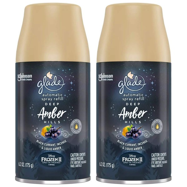Glade Automatic Spray Refill - Limited Edition Holiday Collection - Deep Amber Hills - Net Wt. 6.2 OZ (175 g) Per Refill Can - Pack of 2 Refill Cans