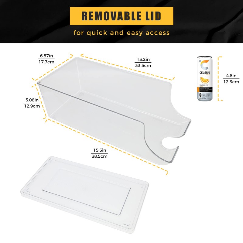 SCAVATA 2 Pack Skinny Can Organizer for Refrigerator, Stackable Tall