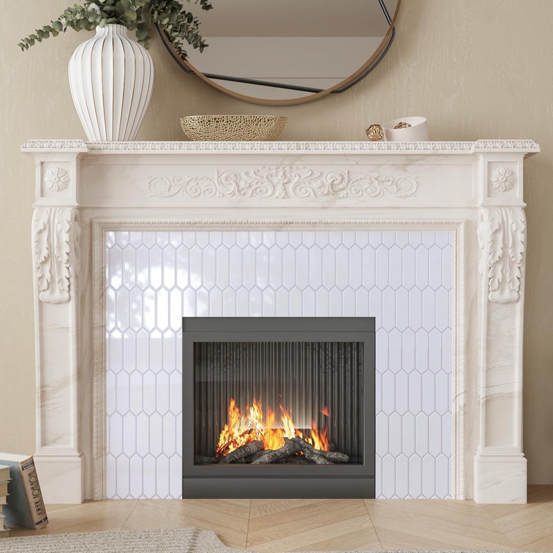CRE8TIVE 4 Sheets White Long Hexagon Peel and Stick Backsplash