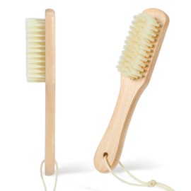 2Pcs Laundry Stain Brush Portable Stain Remover Tool with Soft Bristle Natural Soft Boar Bristle Brushc Small Wood Brush for Home Small Spaces Shoes Clothes Delicate Fabric Knits Cotton Linen Cleaning