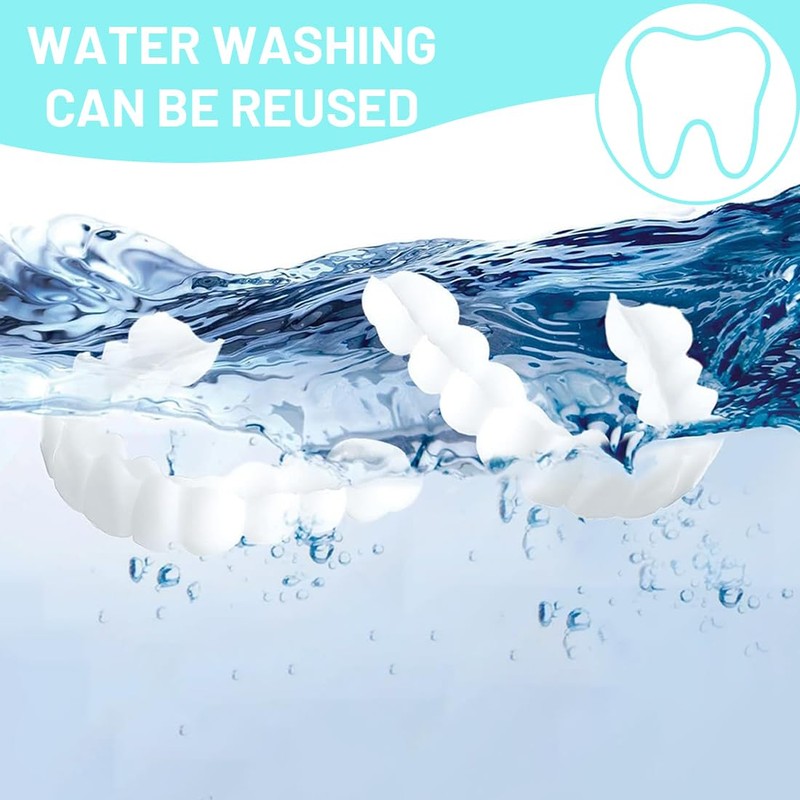 2 Pairs of Whitening Dentures, Fake Teeth, False Artificial Temporary