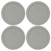 Pyrex 7201-PC Jet Gray Round Plastic Food Storage Replacement Lids - 4 Pack