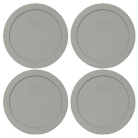 Pyrex 7201-PC Jet Gray Round Plastic Food Storage Replacement Lids - 4 Pack