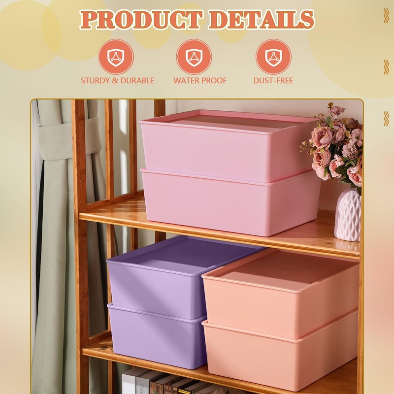 Menkxi 6 Pcs Large Plastic Storage Bins with Lids 14.4