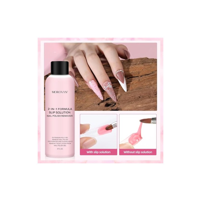 Morovan Nail Polish Remover: 8oz 2 In 1 Formula Slip