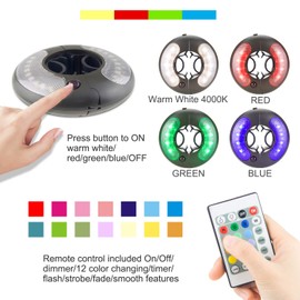 HONWELL Patio Umbrella Light, 18 LEDs 3xAA Battery Operated Umbrella Pole Light with RF Remote 80Ft Through Wall, 4 Modes, 12 Color Changing Outdoor Camping Light with Hanging Ring for Umbrellas,Tent