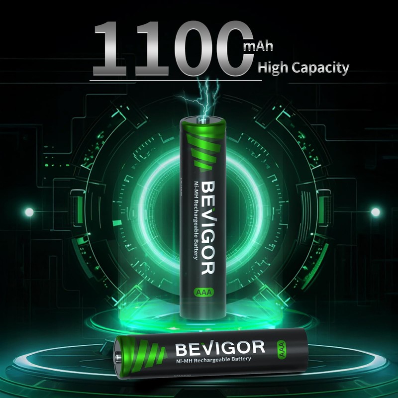 BEVIGOR 1500 Cycle AAA Rechargeable Batteries,1100 mAh High Capacity 1.2V