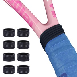 Ulawellor Pack of 8 Rubber Rings, Tennis Racket Grip Tape, Tennis Racket Fix Rings, Tennis Racket Grip Tape for Rubber Ring, Grip Tape for Badminton, Generic, Non-Slip (Black)
