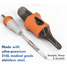 BEZTAT Ultra Premium Professional Cartridge Needles w/Grip & Machine Covers Sleeves #12 Round Liner 20 Pack (1207RL)