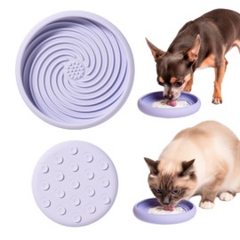 Awoo Lick Dish Silicone Dog & Cat Lick Mat & Slow Feeder with Suction Cups, Non-Slip, Dishwasher Safe, Extend Mealtime, Reduce Anxiety (Periwinkle)